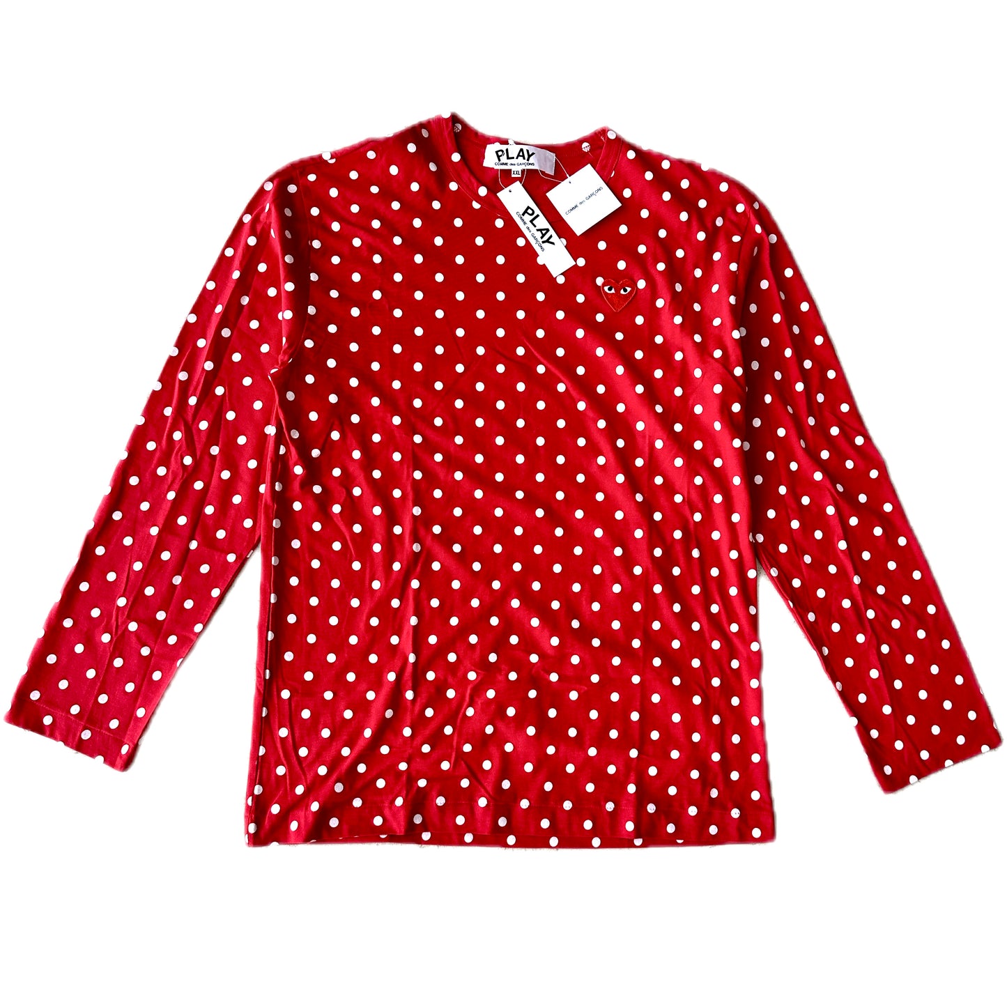 Comme des Garcons PLAY - Red Polka Dot Heart Logo LS T-Shirt