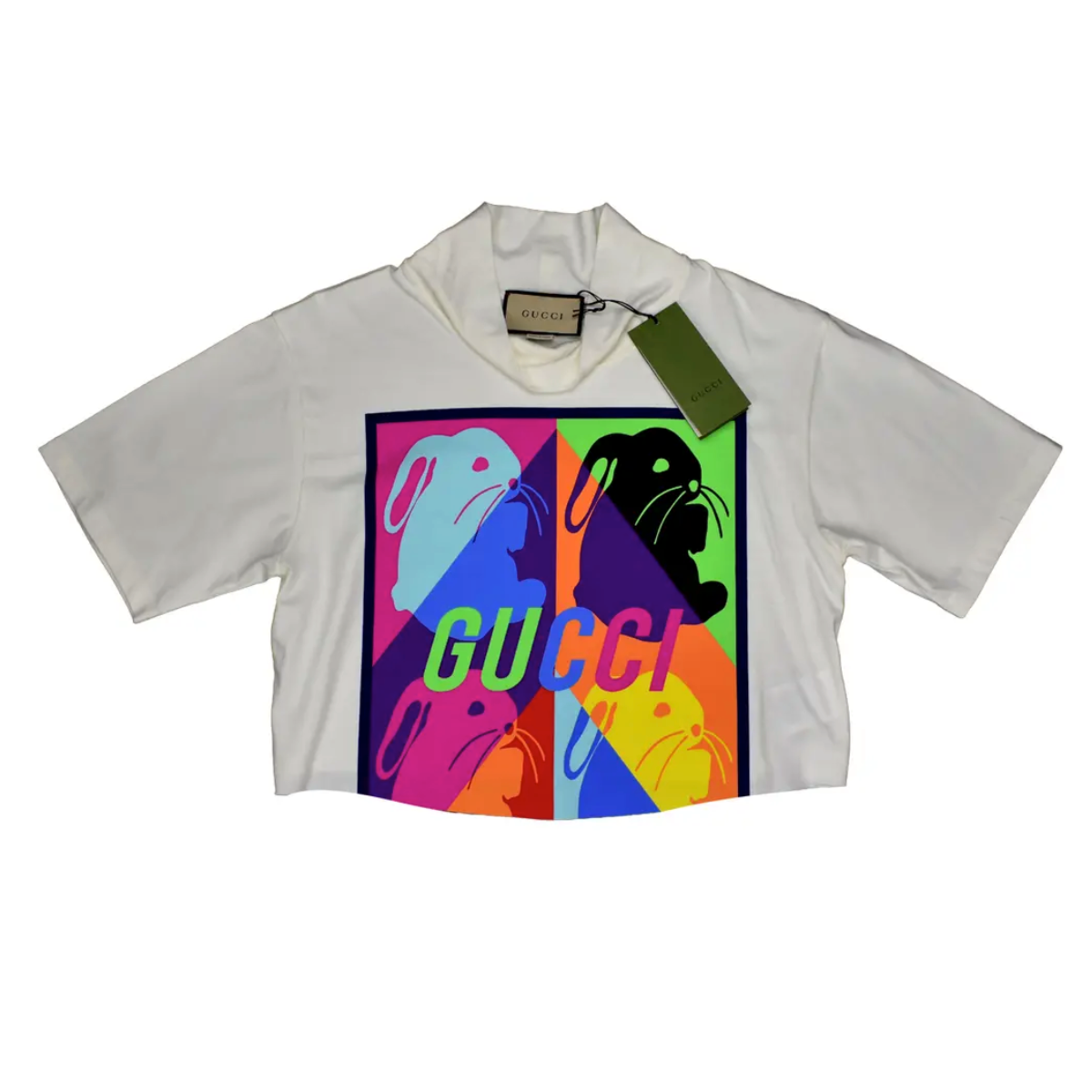 Gucci - Cropped Bunny Print Logo T-Shirt – eluXive