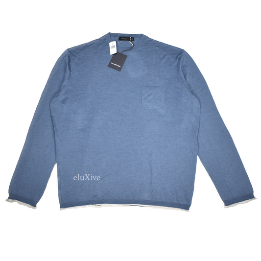Ermenegildo Zegna - Slate Blue Silk / Linen Crewneck Sweater