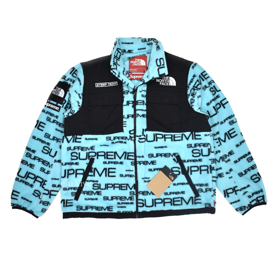 Supreme x The North Face - Teal Steep Tech Allover Logo Fleece Jacket
