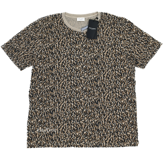 Saint Laurent - Leopard Camo Print Distressed T-Shirt