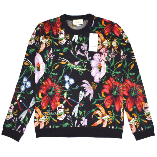 Gucci - Beaded Floral Intarsia Knit Sweater
