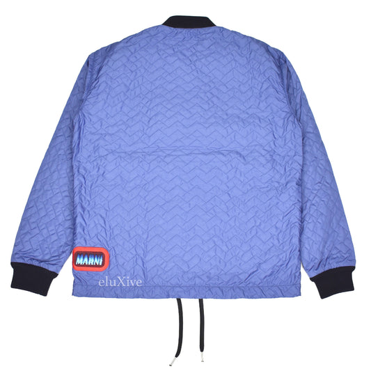 Marni - Blue Moving Blanket Quilted Bomber Jacket