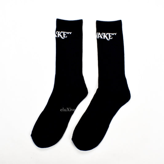 Awake NY - Black Logo Knit Socks