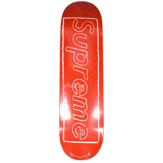 Supreme x Kaws - Red Chalk Box Logo Skate Deck