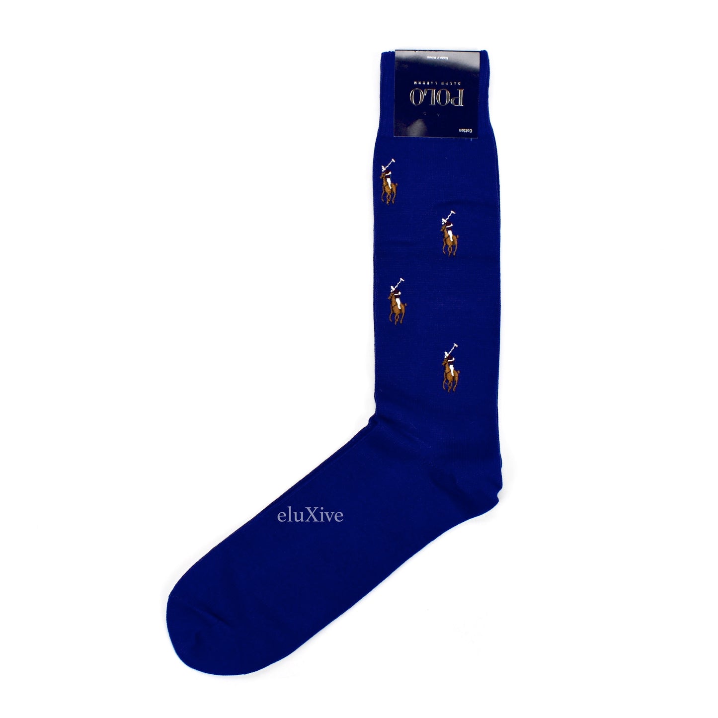 Polo Ralph Lauren - Blue Allover Logo Embroidered Socks