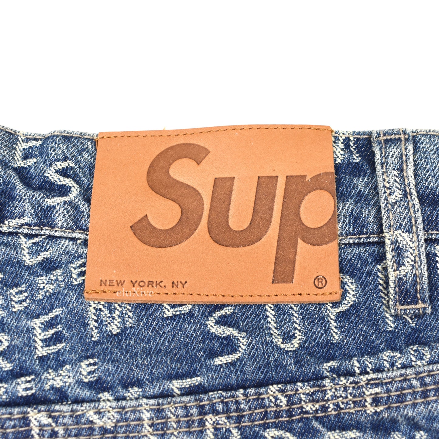 Supreme - Warp Jacquard Logo Denim Shorts