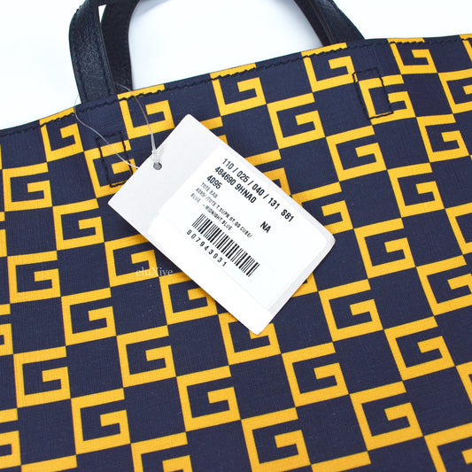 Gucci - Navy Square G Logo Tote Bag