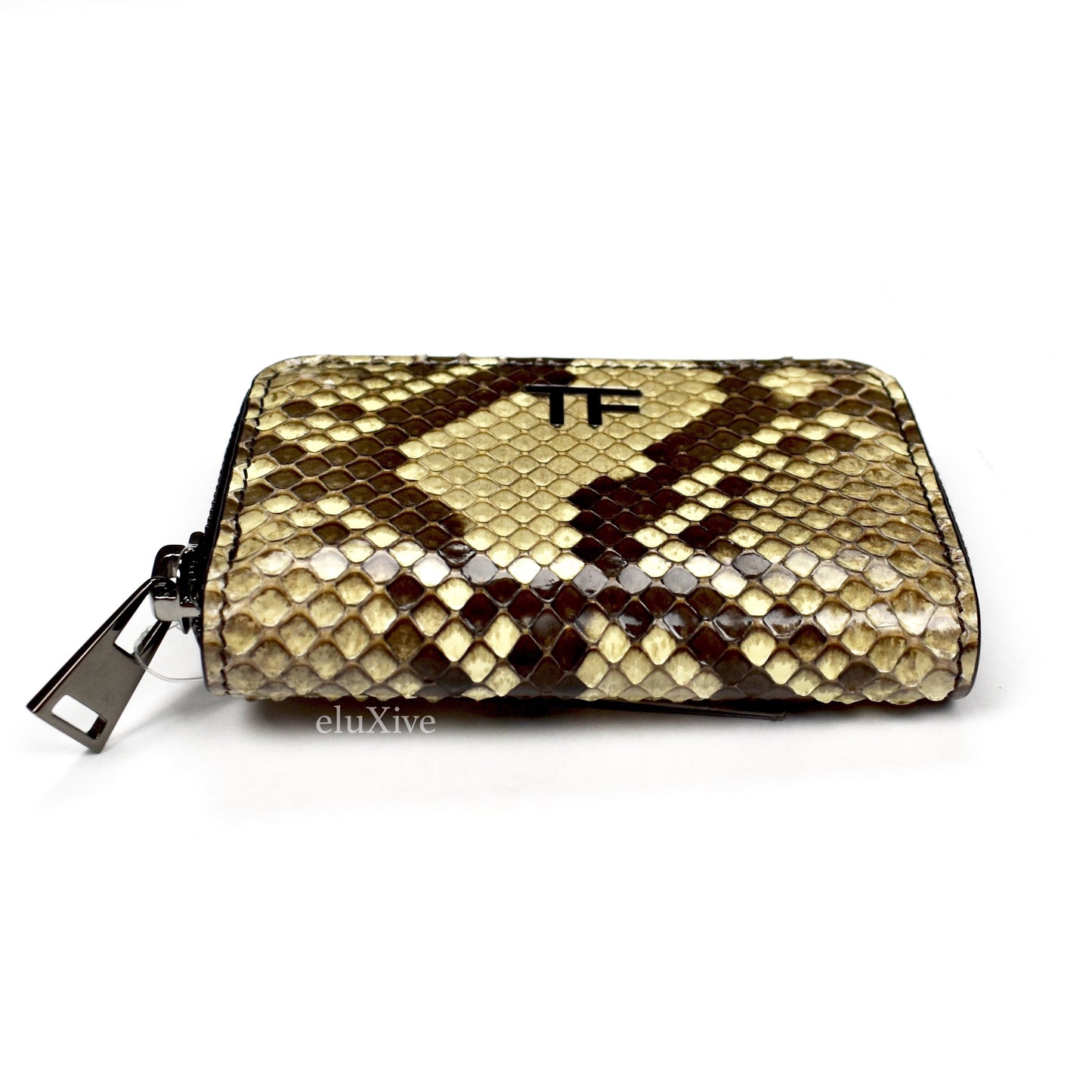 Tom Ford - Beige Exotic Python Small Zip Wallet