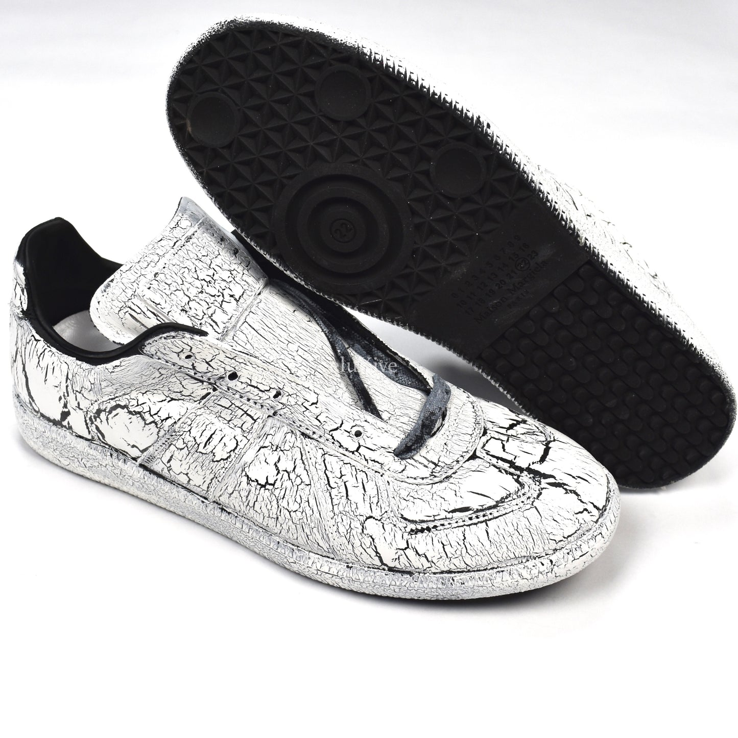 Maison Margiela - Black Leather White Painted GAT Sneakers