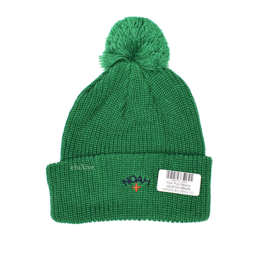 Noah - Green Core Logo Pom Pom Beanie