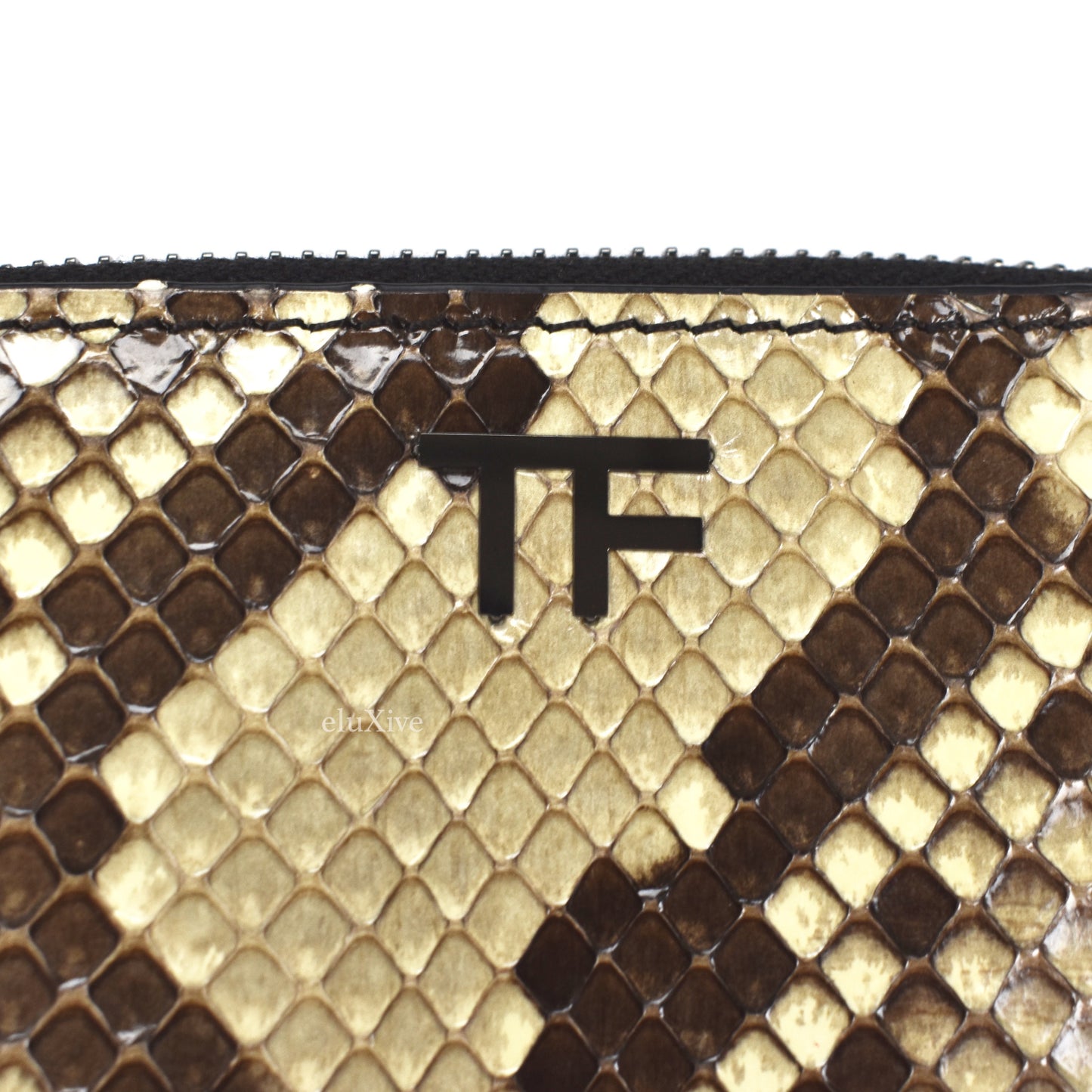 Tom Ford - Beige Exotic Python Small Zip Wallet