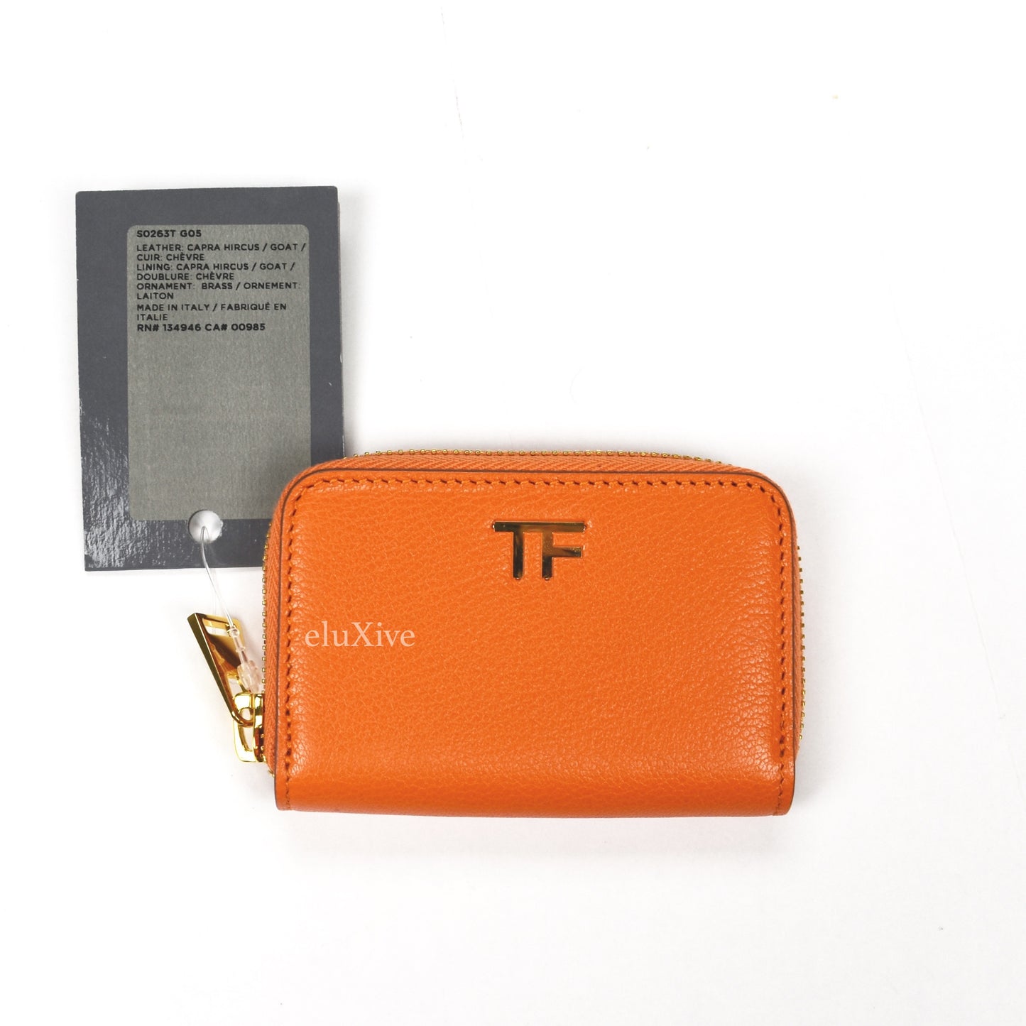 Tom Ford - Orange Leather Small Zip Wallet