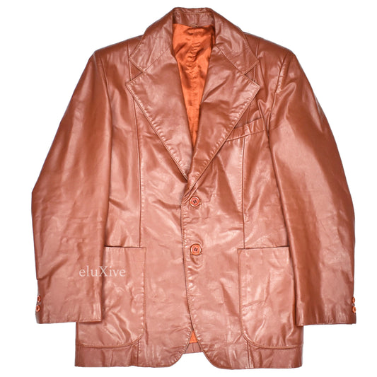 Yves Saint Laurent - 1970s Cognac Leather Blazer