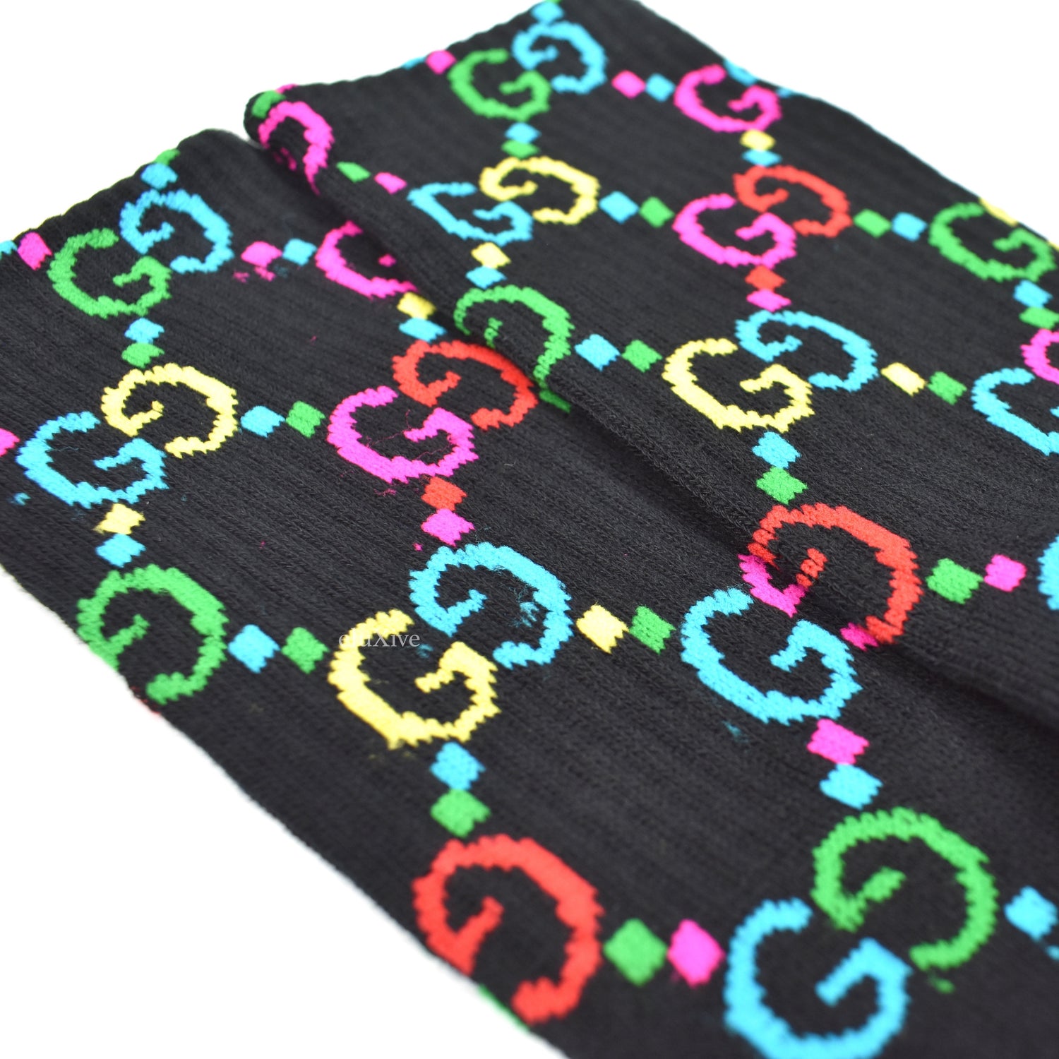 Imran Potato - Black/Rainbow 'Gucci' Knit Socks – eluXive