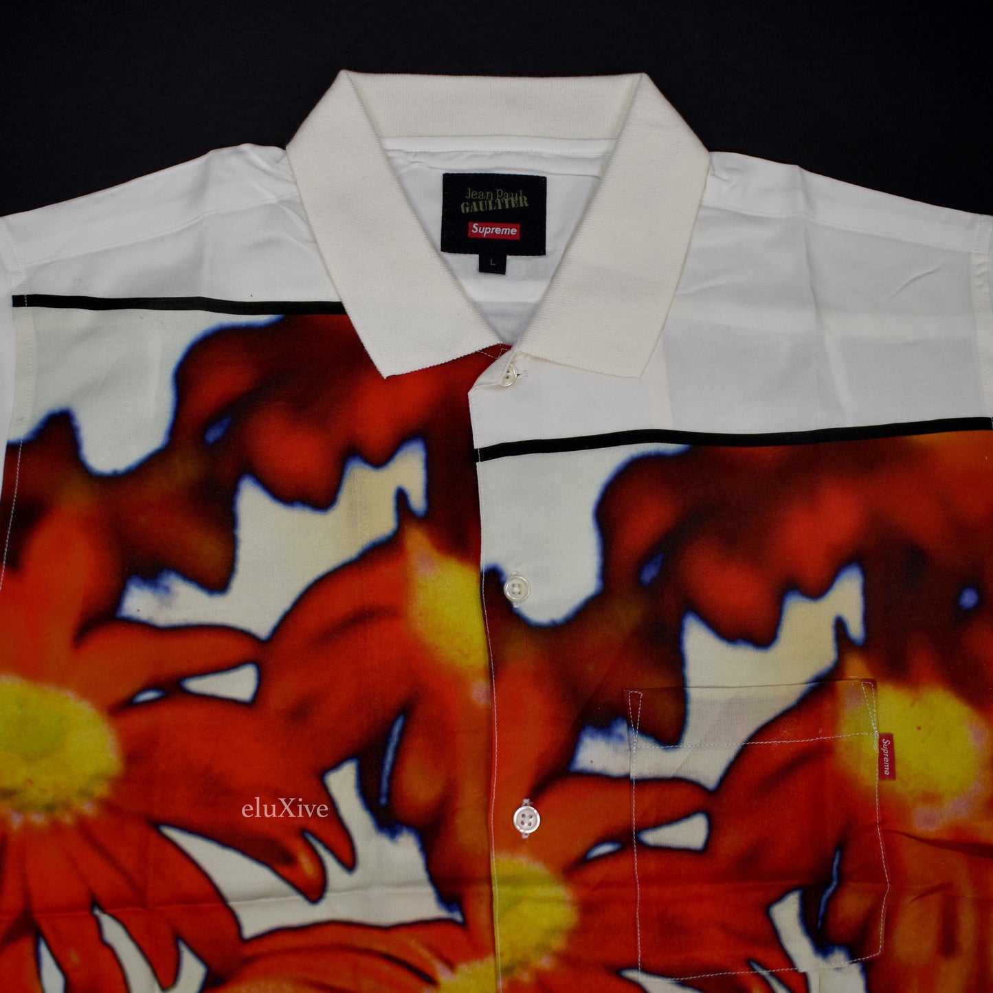 Supreme x Jean Paul Gaultier - Floral Print Rayon Club Shirt (White)