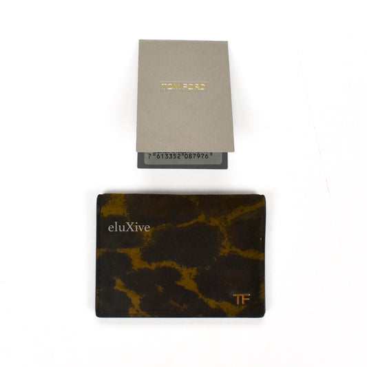 Tom Ford - Leopard Suede Mini Bifold Wallet (Dark Print)