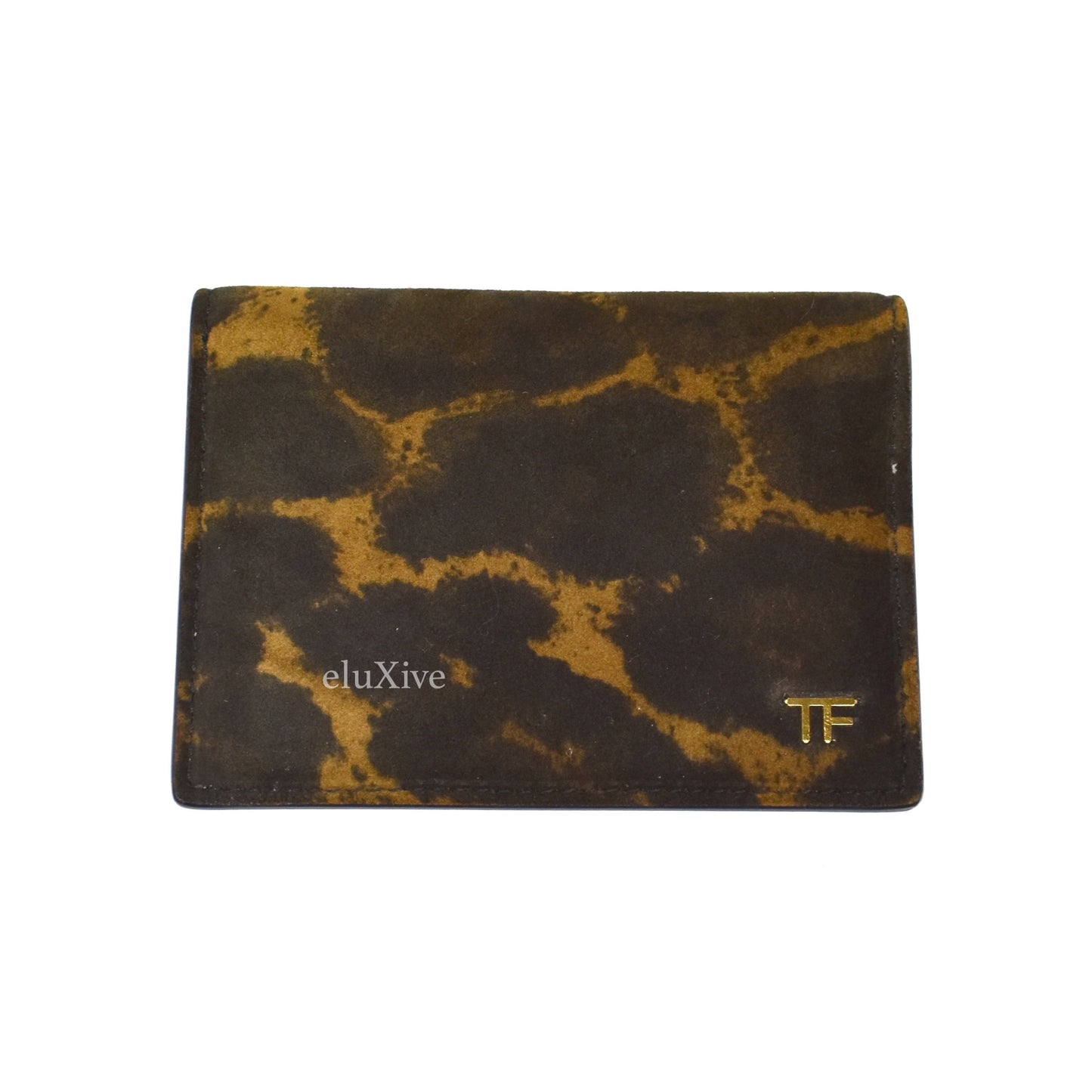 Tom Ford - Leopard Suede Mini Bifold Wallet (Dark Print)