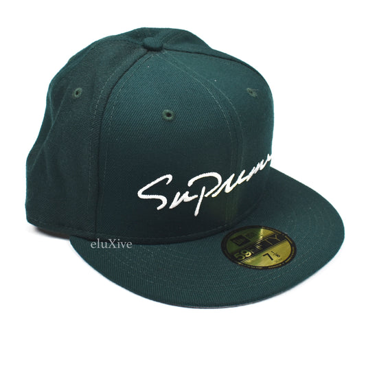 Supreme x New Era - Classic Script Logo Fitted Hat (Green)