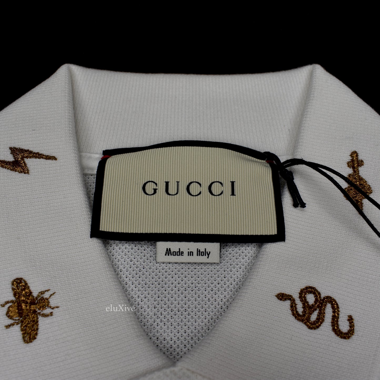 Gucci - Embroidered Collar Polo Shirt (White)