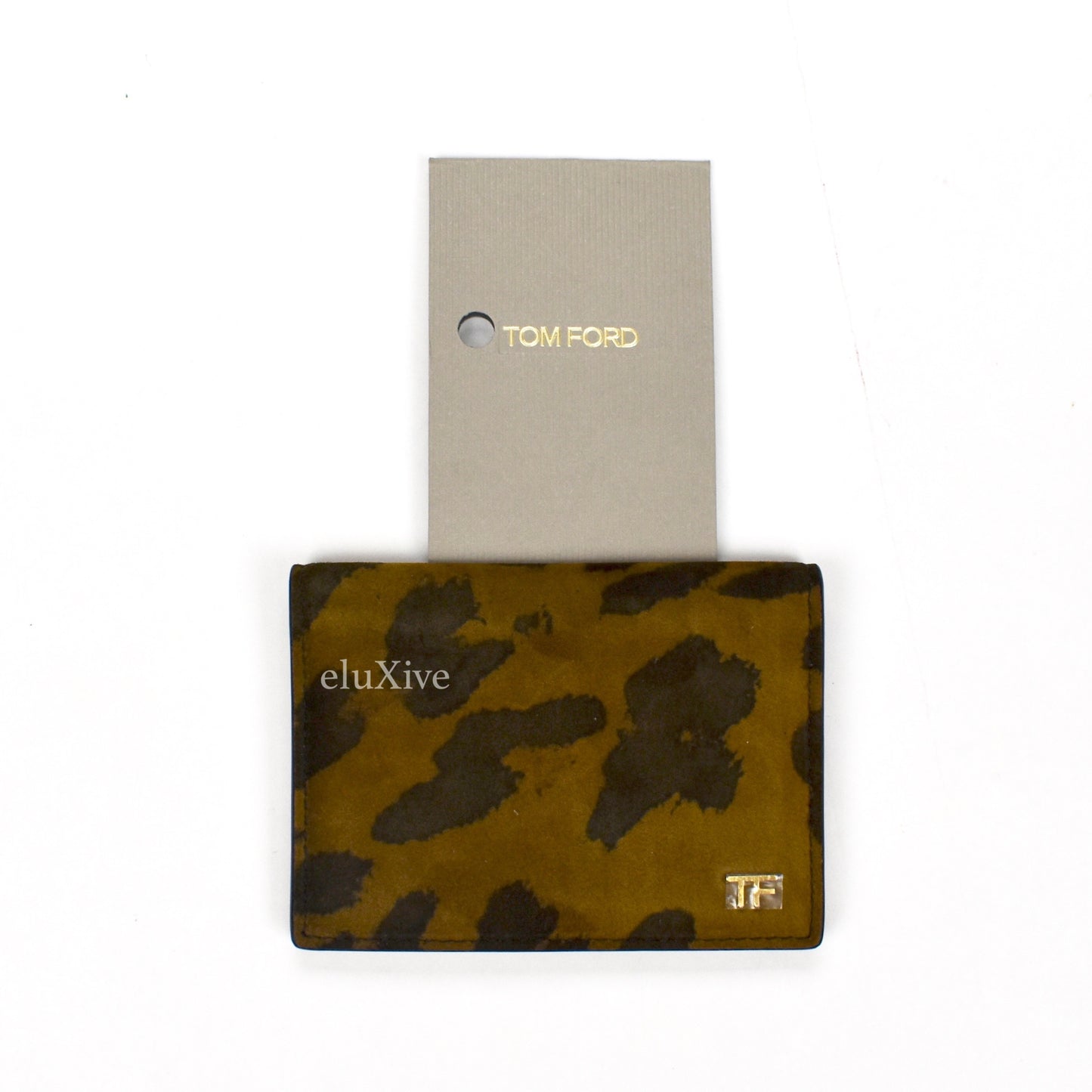 Tom Ford - Leopard Suede Mini Bifold Wallet (Light Print)