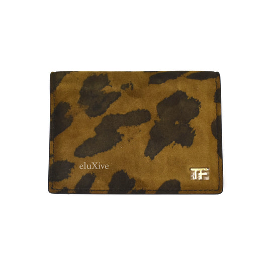 Tom Ford - Leopard Suede Mini Bifold Wallet (Light Print)
