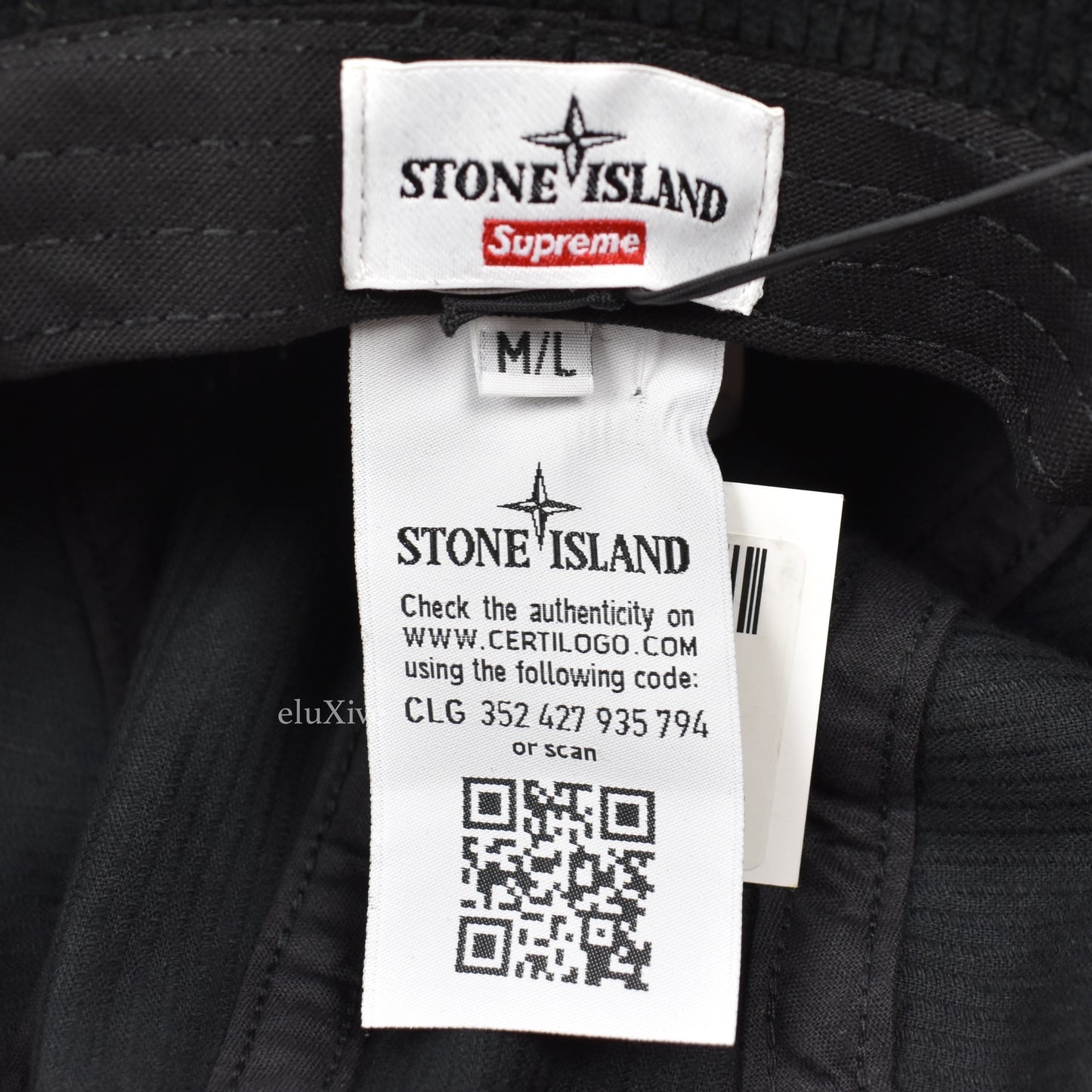 Supreme x Stone Island - Logo Embroidered Corduroy Bucket Hat (Black)