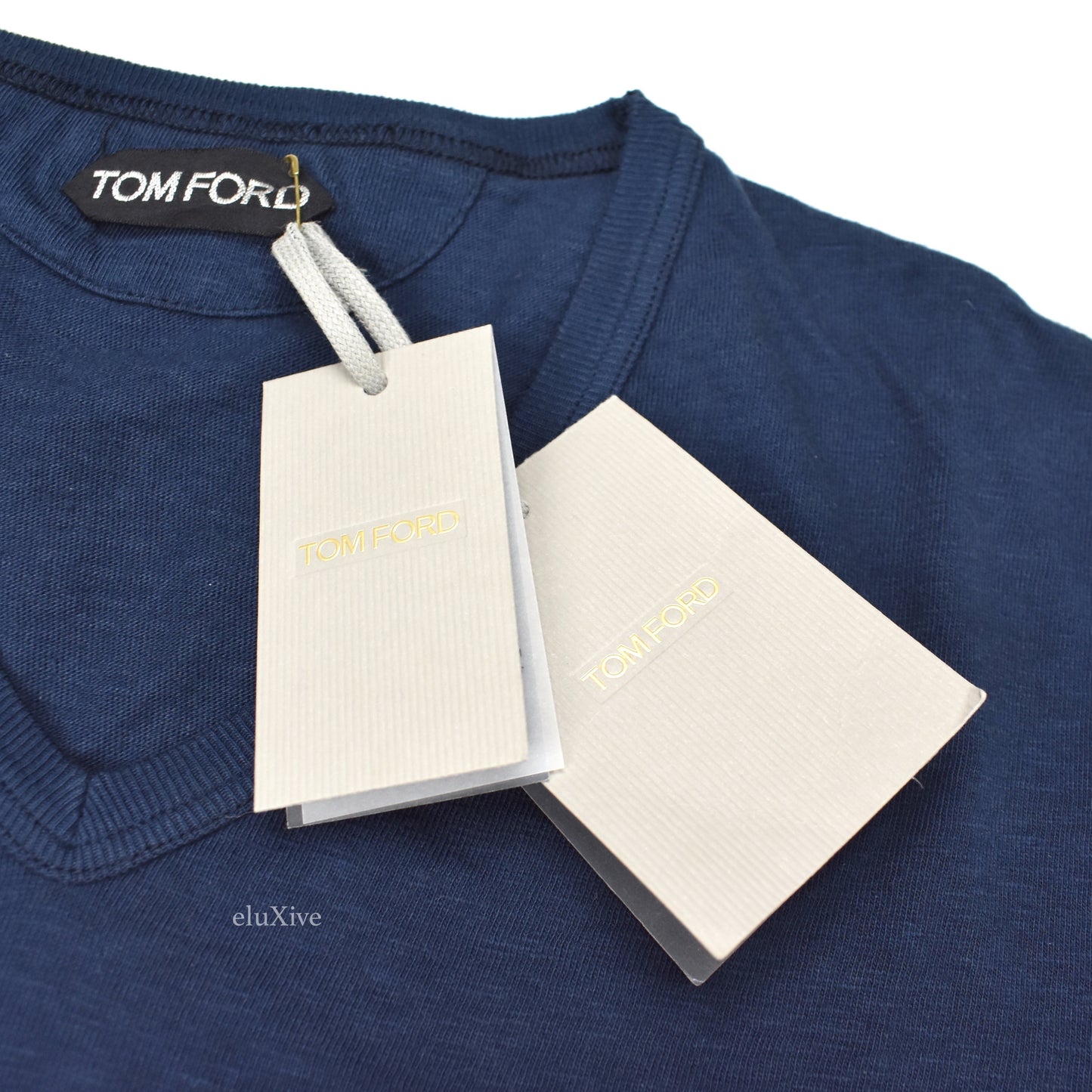 Tom Ford - Navy TF Logo V-Neck T-Shirt