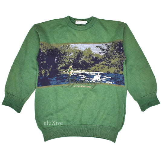 Burberry - Vintage 'Water's Edge' Logo Embroidered Sweater