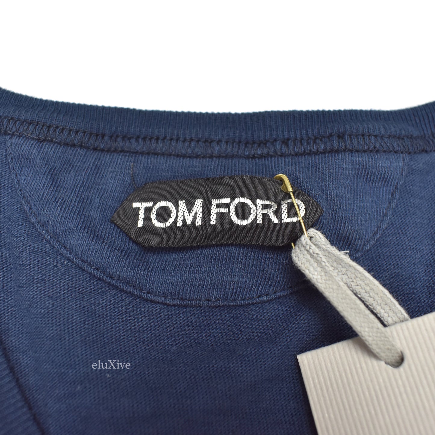 Tom Ford - Navy TF Logo V-Neck T-Shirt
