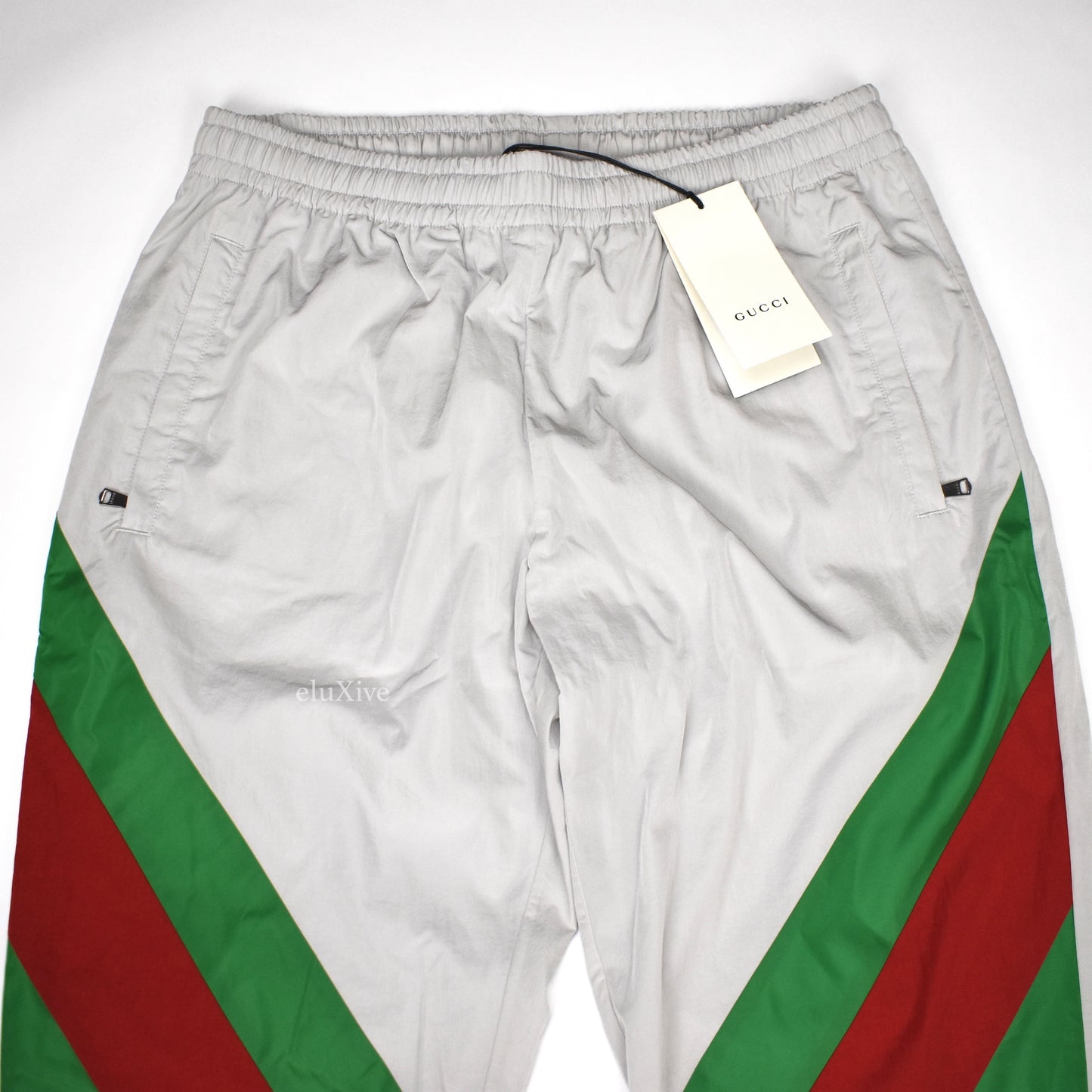 Gucci - Gray Web Stripe Logo Nylon Track Pants