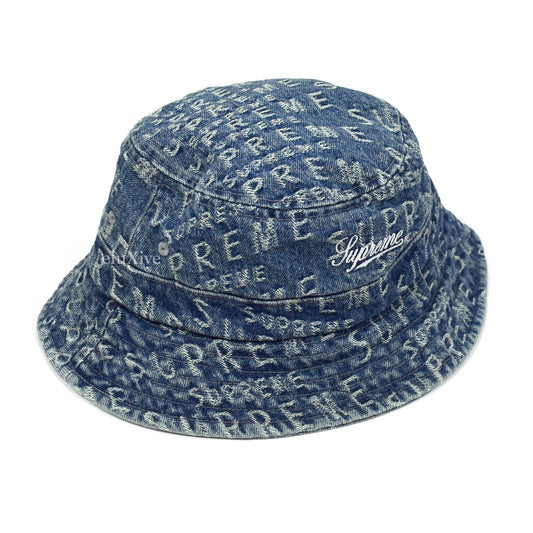 Supreme - Warped Denim Logo Jacquard Bucket Hat