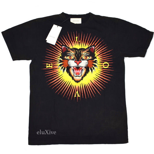 Gucci - Angry Cat Embroidered T-Shirt