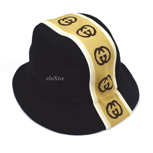 Gucci - Black GG Logo Panel Bucket Hat