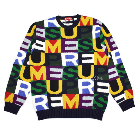 Supreme - Intarsia Knit Big Letters Logo Sweater