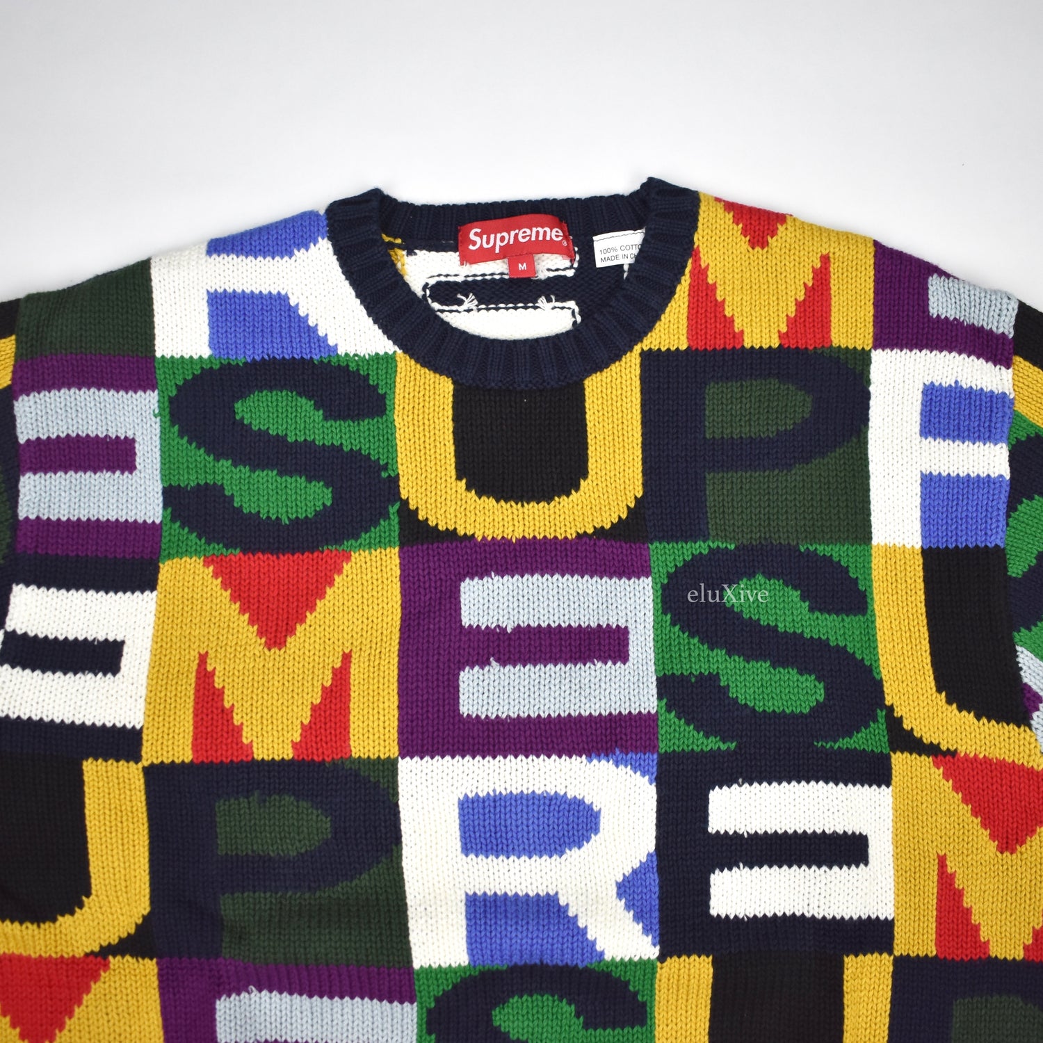 Supreme - Intarsia Knit Big Letters Logo Sweater – eluXive