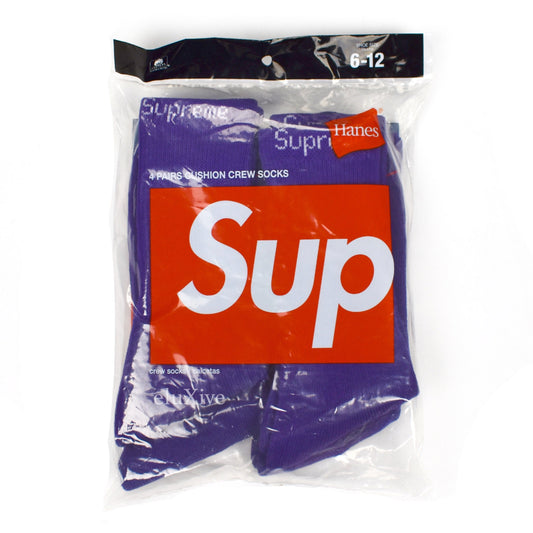 Supreme - Purple Logo Knit Crew Socks (4-Pack)