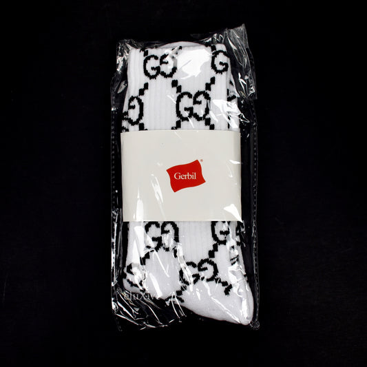 Imran Potato - White 'Gucci' Logo Knit Socks