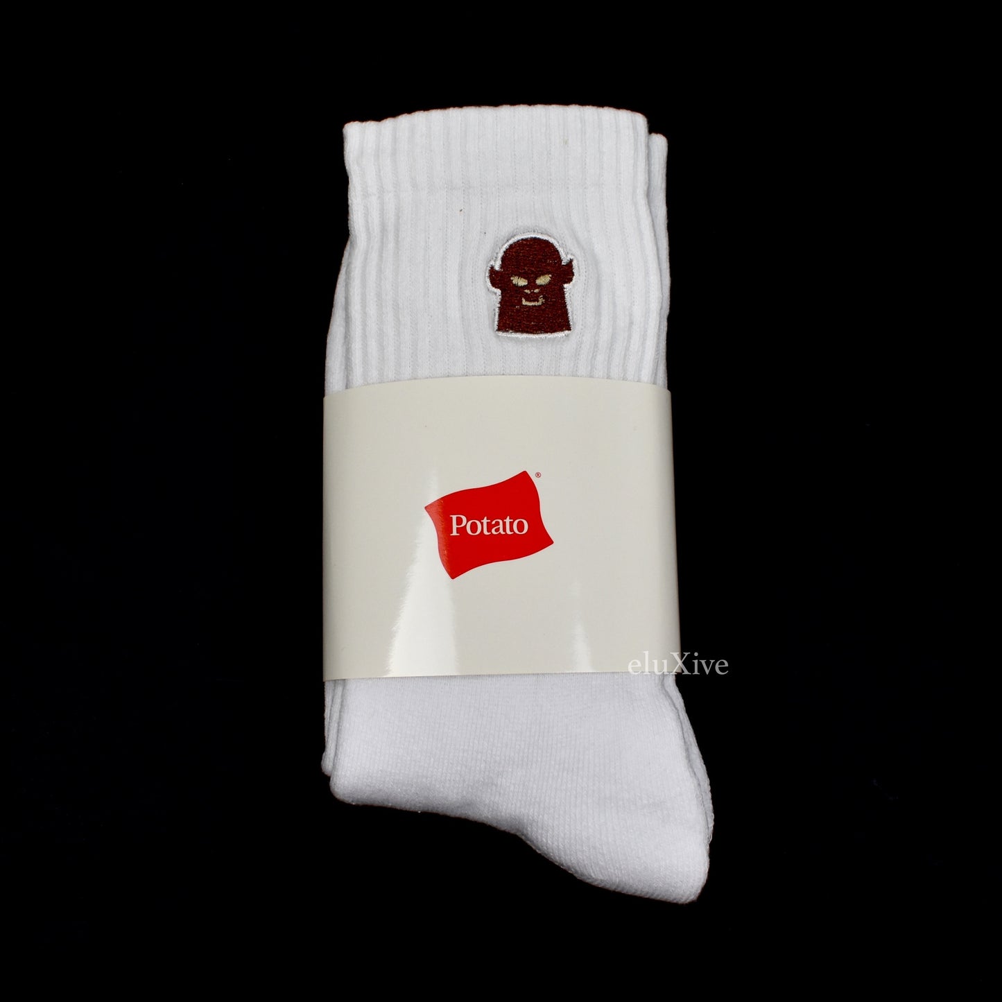 Imran Potato - Gerbil Embroidered Socks (White)