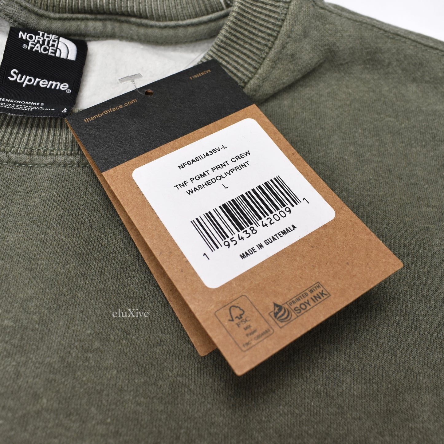 Supreme x The North Face - Pigment Print Logo Sweatshirt (Olive)
