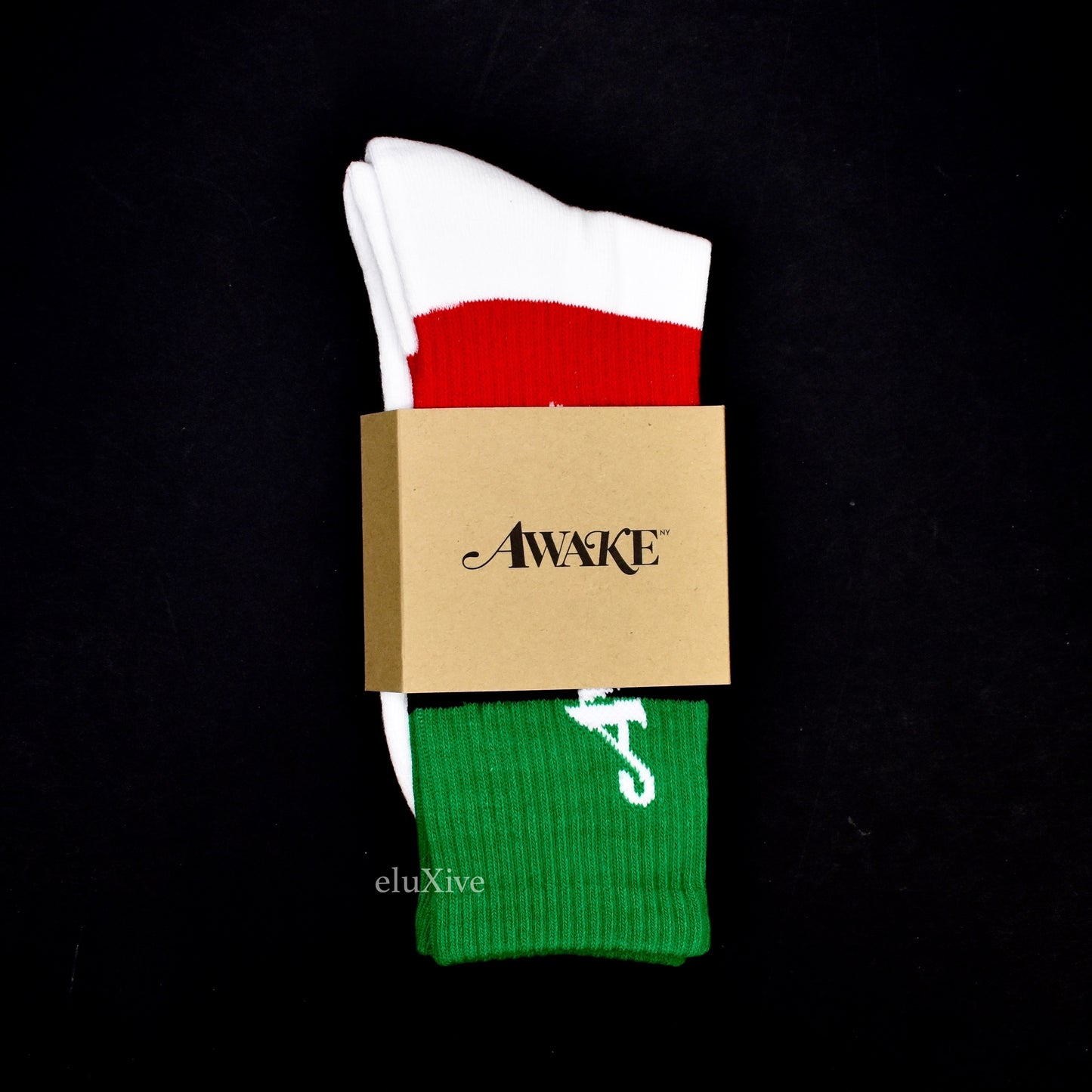 Awake NY - Red / Black / Green Stripe Logo Socks