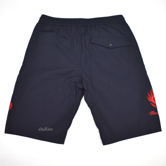 Maharishi - Navy Dragon Embroidered Shorts