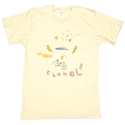 Mega Yacht - Beige 'Chanel' Doodle Logo T-Shirt