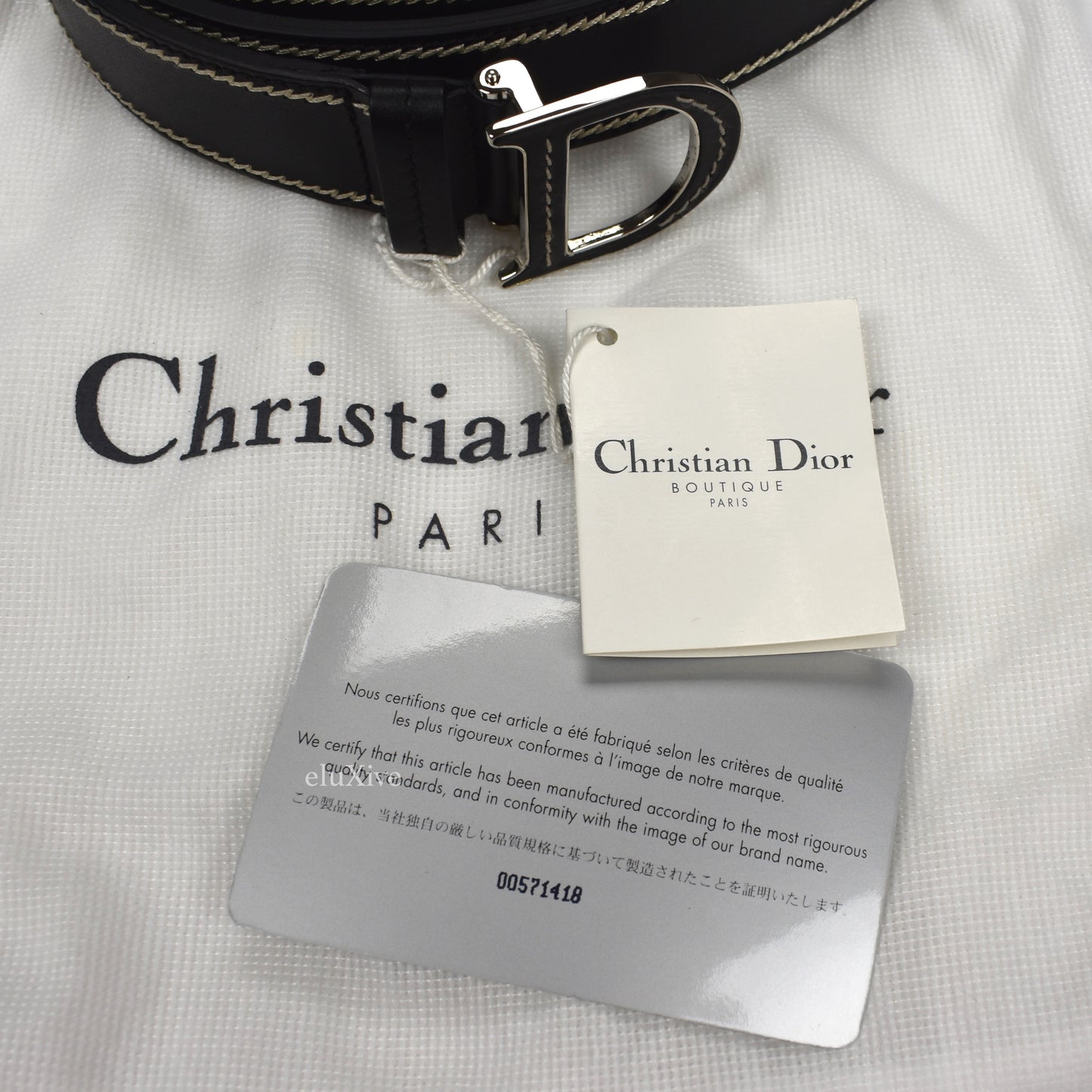 Dior - Black Leather D Logo Belt