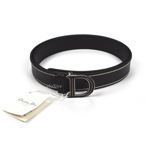 Dior - Black Leather D Logo Belt