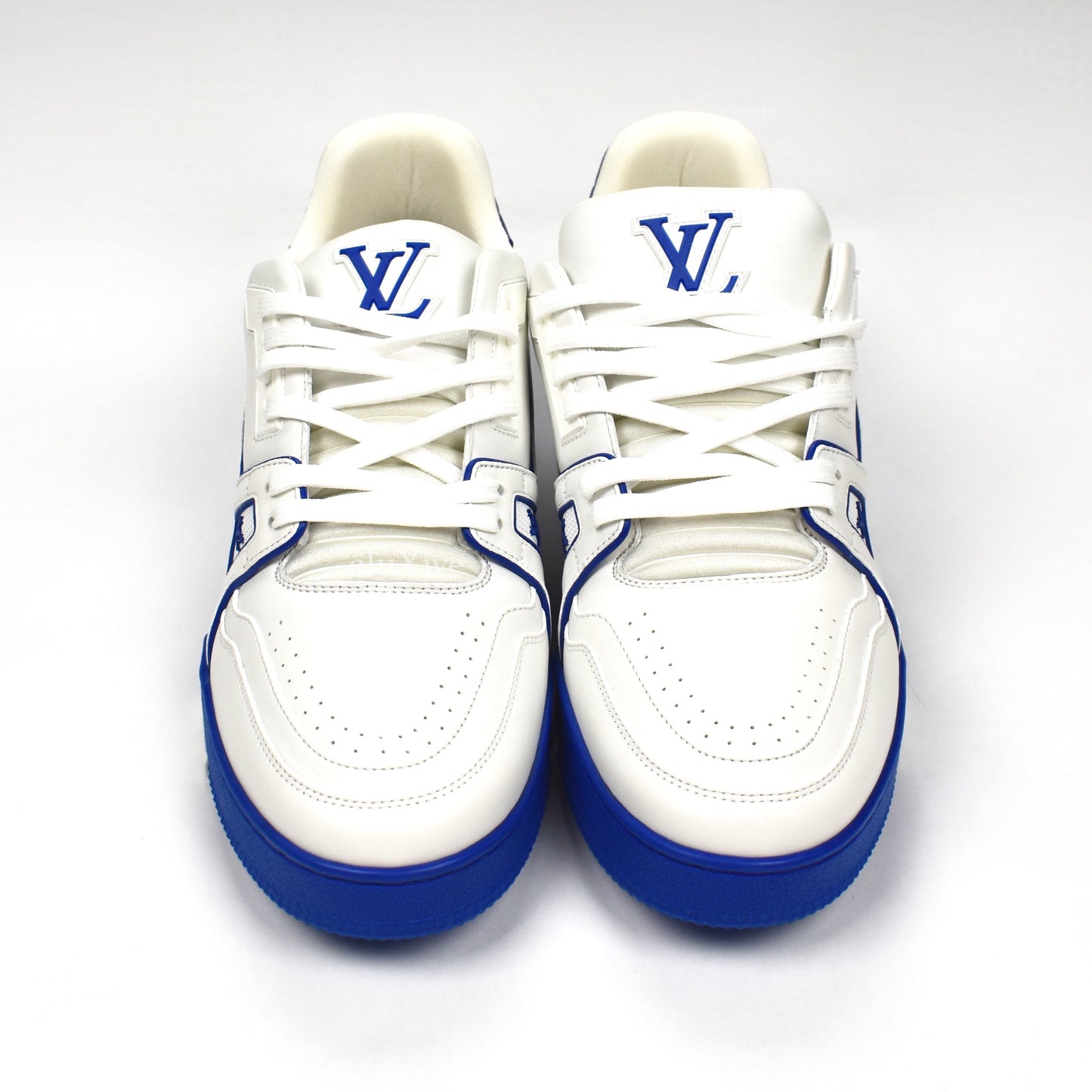 Louis Vuitton - White/Blue Leather Trainer Sneakers