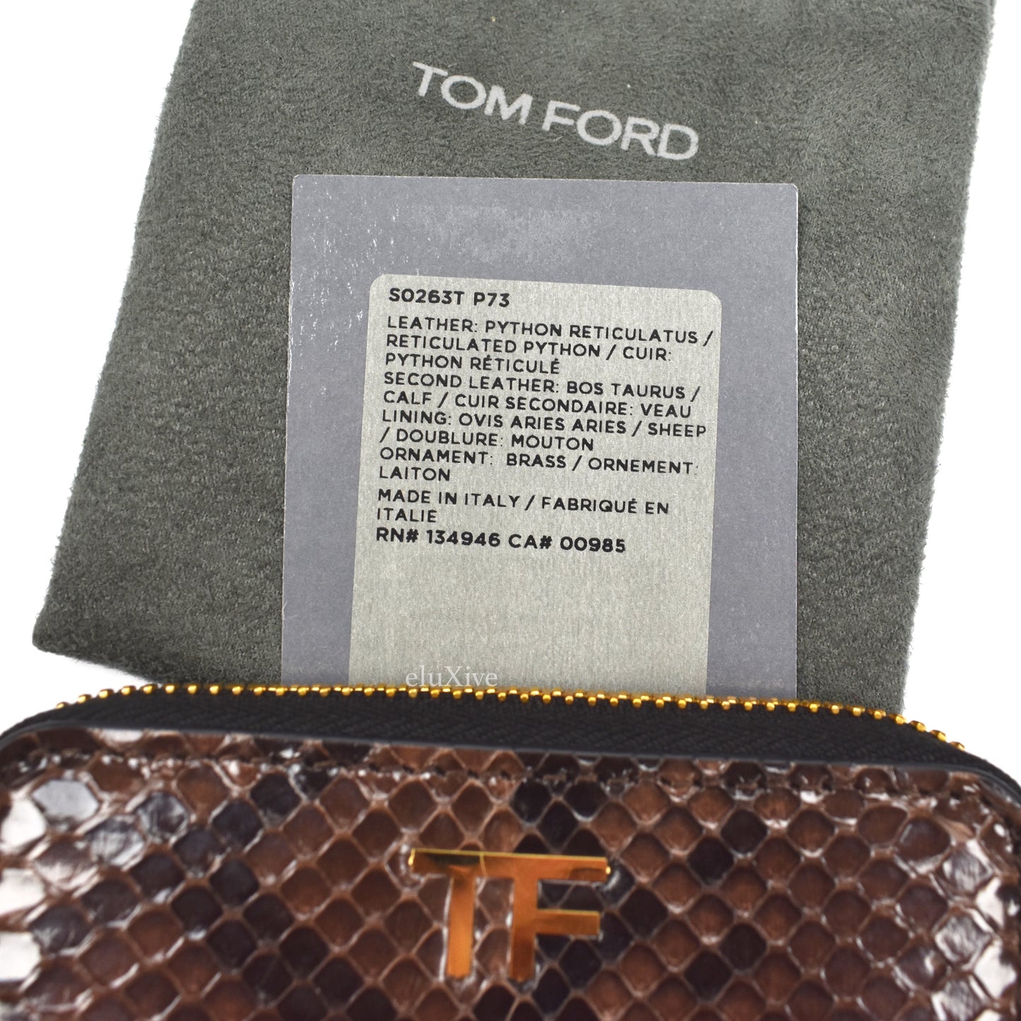 Tom Ford - Dark Brown Exotic Python Small Zip Wallet