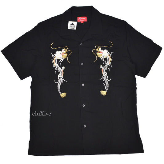 Supreme - Black Dragon Emboridered Rayon Shirt