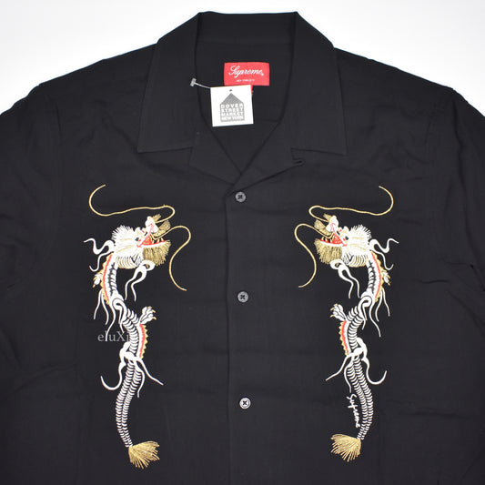 Supreme - Black Dragon Emboridered Rayon Shirt