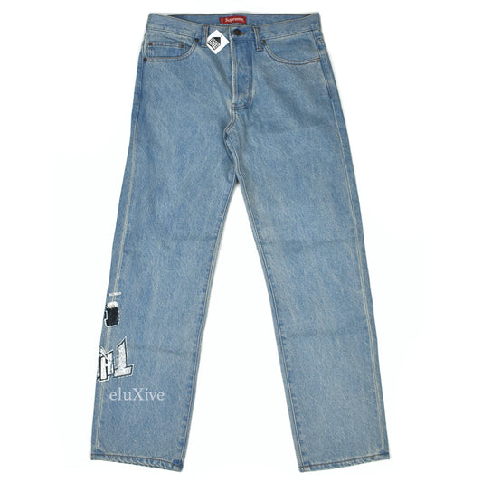 Supreme x Thrasher - Logo Print Denim Jeans (Blue)